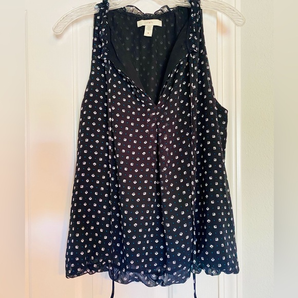 Lark & Ro Women’s sleeveless Top Shirt Black White Flowers & Ruffles Medium M - Picture 1 of 7